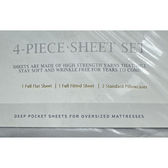 NEW Sweet Home 1500 Supreme Collection SILVER FULL 4 Piece Sheet Set NIP - Picture 3 of 7